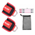 Red Set 2 Ankle Straps + 3 elastic ropes + 1 mesh bag Adjustable Ankle Straps for Leg and Glute Training - EVA Padded Gym Foot Straps