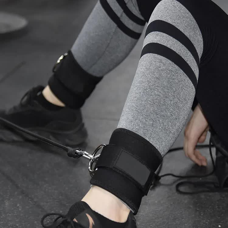 Red Set 2 Ankle Straps + 3 elastic ropes + 1 mesh bag Adjustable Ankle Straps for Leg and Glute Training - EVA Padded Gym Foot Straps
