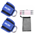 Blue Set 2 Ankle Straps + 3 elastic ropes + 1 mesh bag Adjustable Ankle Straps for Leg and Glute Training - EVA Padded Gym Foot Straps