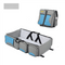 Grey-Blue Patchwork Multifunctional Foldable Baby Crib Mommy Bag | Large Capacity Diaper Bag | Portable Shoulder and Handheld Baby Essentials Bag