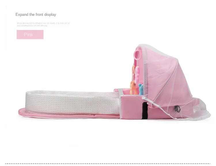 Red Portable Multi-Purpose Baby Bed and Diaper Backpack - Lightweight, Waterproof, Canvas + Polyester Material, Travel Essential for MomsWith mosquito net and small toys