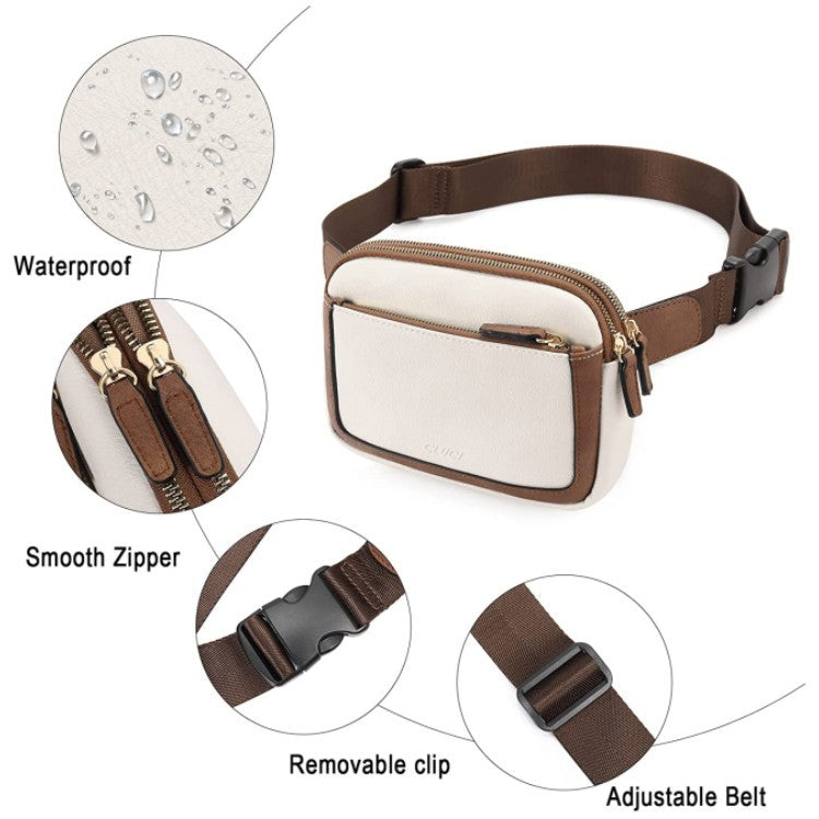 Brown Adjustable Waterproof PU Leather Waist Bag - Stylish Crossbody Belt Bag for Men & Women