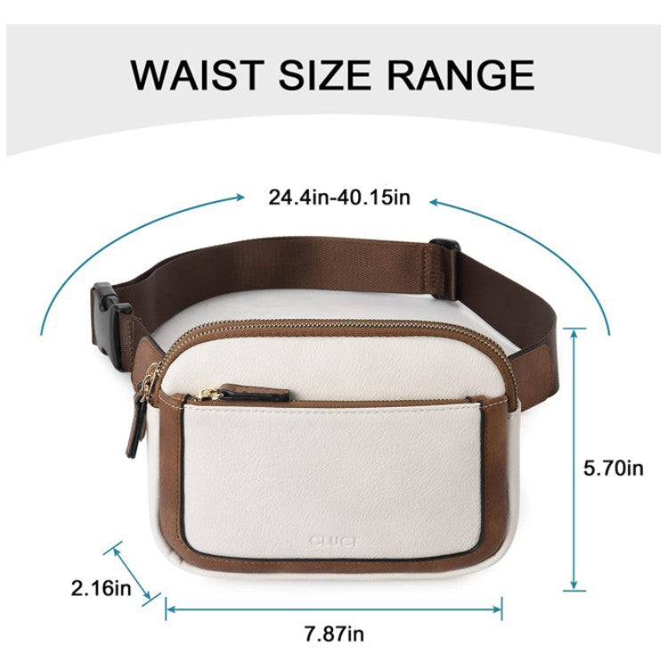 Brown Adjustable Waterproof PU Leather Waist Bag - Stylish Crossbody Belt Bag for Men & Women