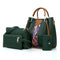 Dark Green Elegant 4-Piece Women's Handbag Set - Stylish PU Leather Tote, Shoulder Bag, Clutch, and Wallet for Every Occasion