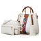 Beige Elegant 4-Piece Women's Handbag Set - Stylish PU Leather Tote, Shoulder Bag, Clutch, and Wallet for Every Occasion