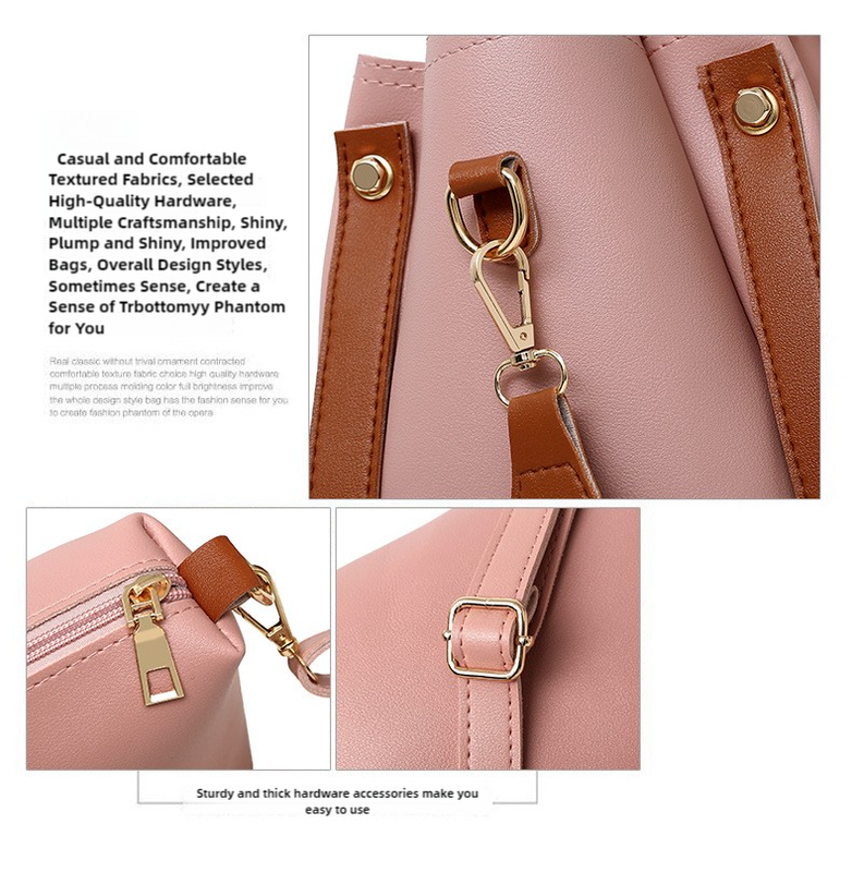 Beige Elegant 4-Piece Women's Handbag Set - Stylish PU Leather Tote, Shoulder Bag, Clutch, and Wallet for Every Occasion