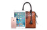 Black 4-Piece Women’s PU Leather Tote Bag Set - Vintage Handbag, Shoulder Bag, Clutch, and Card Holder - Lightweight Design