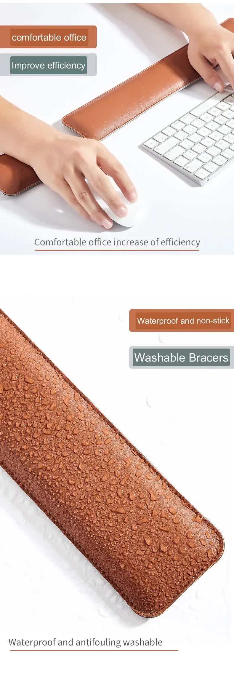 Blue And Yellow Keyboard Wrist Guard + Mouse Wrist Guard Premium Dual-Sided PU Leather Keyboard Wrist Rest and Mouse Pad Set - Ergonomic Support for Comfortable Typing and Mouse Use