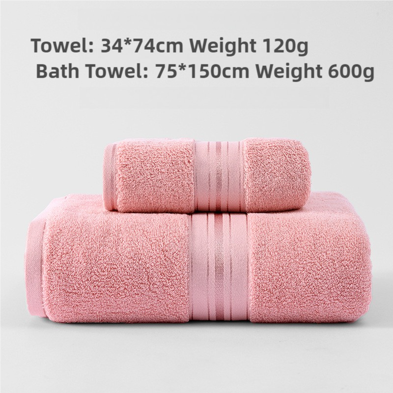 Pink Luxury Cotton Towel SetTowel + Bath Towel - Quick Dry, Extra Thick & Absorbent, Perfect for Bath & Beach
