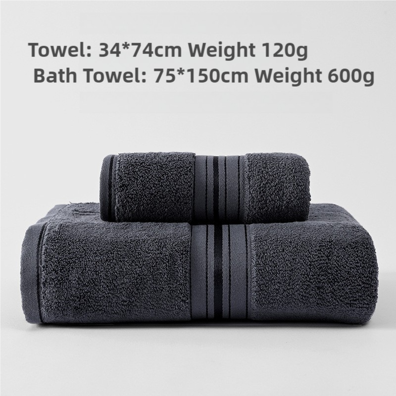 Dark Grey Luxury Cotton Towel SetTowel + Bath Towel - Quick Dry, Extra Thick & Absorbent, Perfect for Bath & Beach