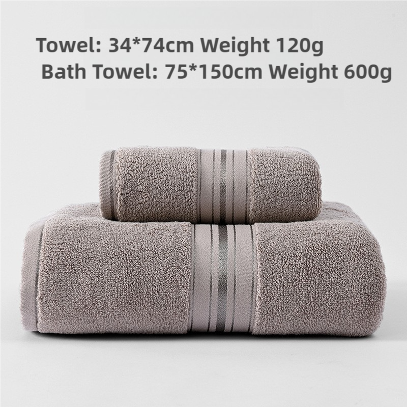 Light Brown Cotton Towel SetTowel + Bath Towel - Quick Dry, Extra Thick & Absorbent, Perfect for Bath & Beach