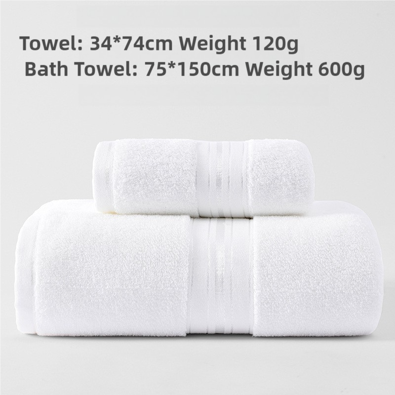 White Cotton Towel SetTowel + Bath Towel - Quick Dry, Extra Thick & Absorbent, Perfect for Bath & Beach