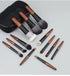Style B 12-Piece Mini Portable Makeup Brush Set - Fiber Bristle Beauty Tool SetWith storage bag