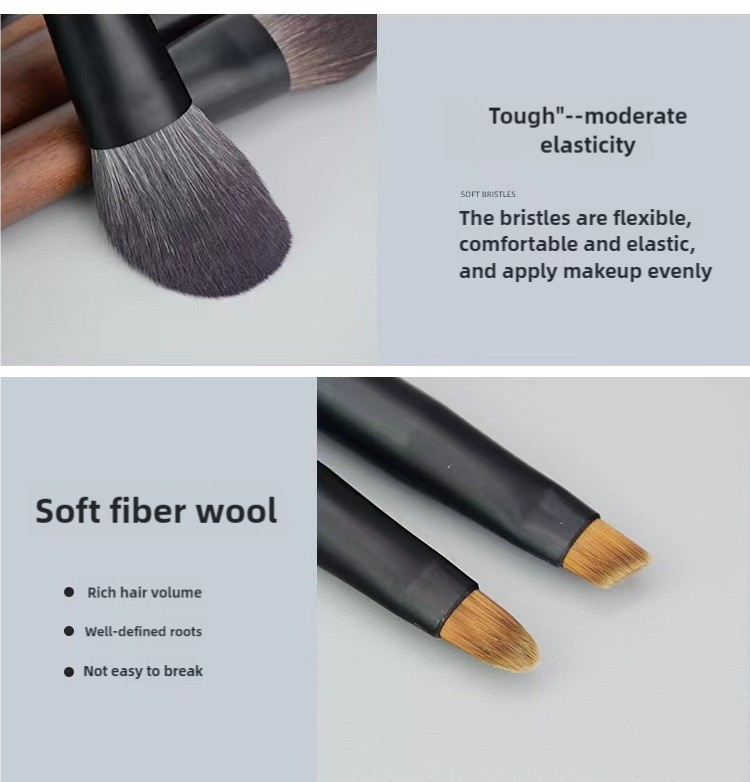 Style B 12-Piece Mini Portable Makeup Brush Set - Fiber Bristle Beauty Tool SetWith storage bag