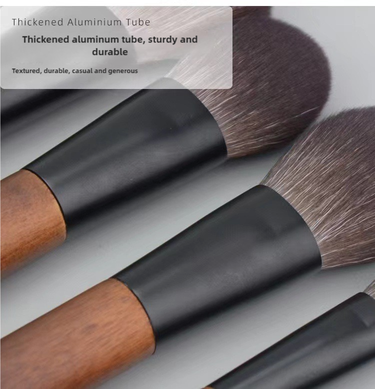 Style B 12-Piece Mini Portable Makeup Brush Set - Fiber Bristle Beauty Tool SetWith storage bag