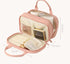 Pink Premium PU Leather Portable Makeup Bag - Large Capacity Waterproof Travel Cosmetic OrganizerCosmetics are shooting props, not included