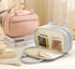 Pink Premium PU Leather Portable Makeup Bag - Large Capacity Waterproof Travel Cosmetic OrganizerCosmetics are shooting props, not included