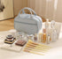 Pink Premium PU Leather Portable Makeup Bag - Large Capacity Waterproof Travel Cosmetic OrganizerCosmetics are shooting props, not included