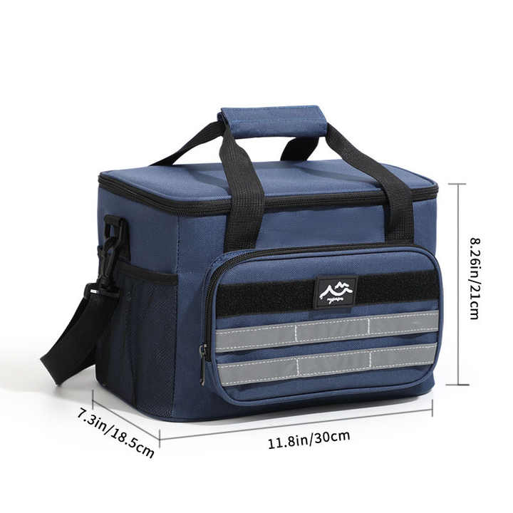 Dark Blue 18L Large Capacity Outdoor Insulated Cooler Bag - Portable Picnic Ice Pack with Shoulder Strap