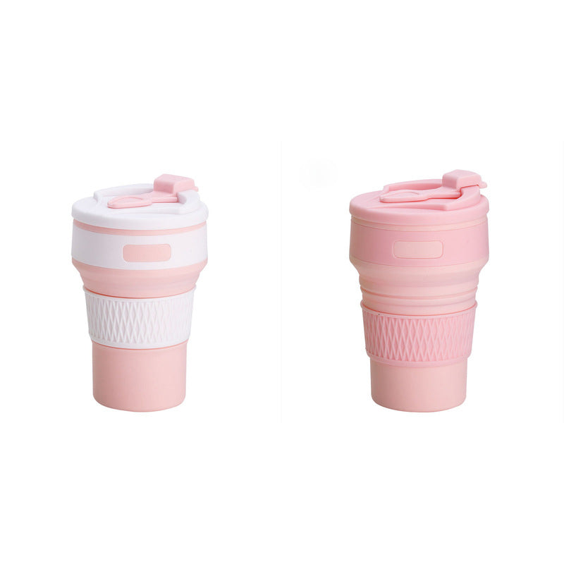 2 Pcs Pink Collapsible Silicone Coffee Cup – Portable, Food-Grade, Microwave & Freezer Safe Travel Mug(Combination pack of the same color)