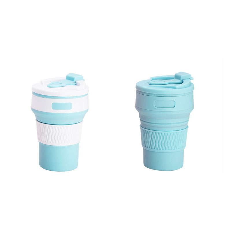 2 Pcs Blue Collapsible Silicone Coffee Cup - Portable, Food-Grade, Microwave & Freezer Safe Travel MugCombination pack of the same color