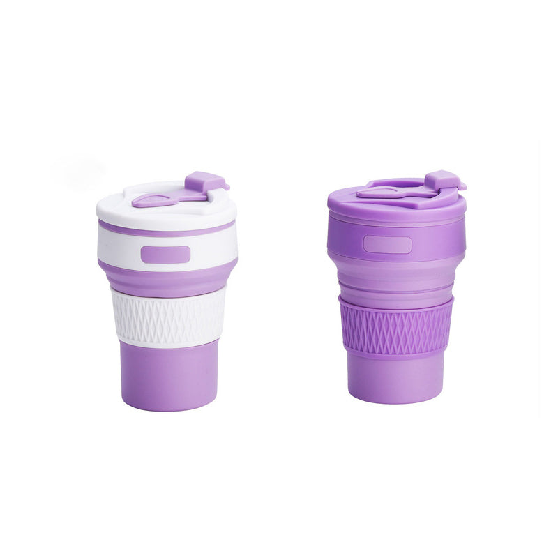 2 Pcs Purple Collapsible Silicone Coffee Cup - Portable, Food-Grade, Microwave & Freezer Safe Travel Mug(Combination pack of the same color)