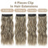 4 Pcs Set Coffee High-Quality Wavy Clip-In Hair Extensions Set - 50cm, 200g, Synthetic Fiber - Voluminous Beach Waves for Instant Hair Makeover
