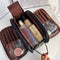 Black Large Capacity Makeup Organizer Bag - Travel-Friendly Double-Zip Cosmetic Storage Case for WomenMakeup items are shooting props and are not included
