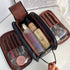 Black Large Capacity Makeup Organizer Bag - Travel-Friendly Double-Zip Cosmetic Storage Case for WomenMakeup items are shooting props and are not included