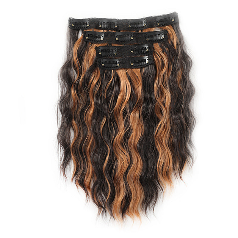 Black and Brown 12-Inch Clip-in Wavy Hair Extensions - 4-Piece Set,  Easy to Apply, Instant Volume Boost