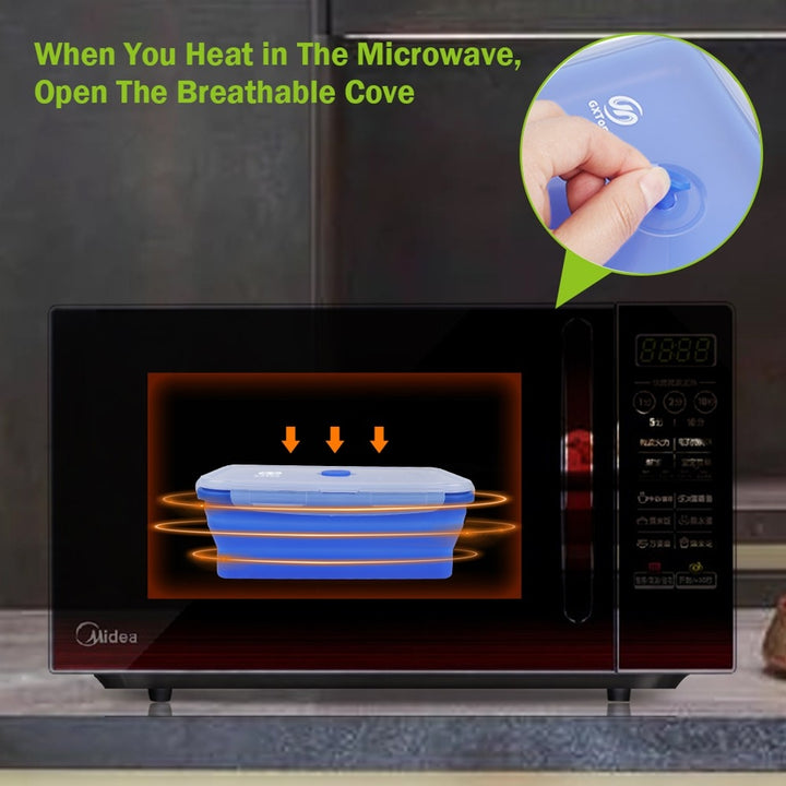 3-piece Set Red + Yellow +Green Collapsible Silicone Food Storage Containers Set - 350ML, 500ML, 800ML | BPA-Free, Microwave, Dishwasher & Freezer Safe | Foldable & Portable Bento Boxes for Travel & Outdoor