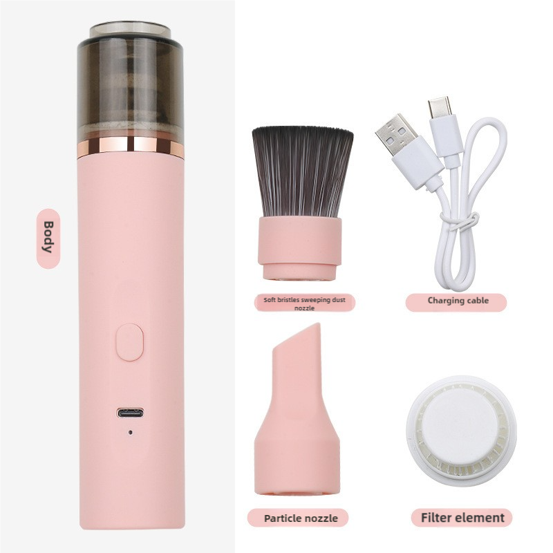 Pink Mini Portable Wireless Dust Vacuum Cleaner, Powerful and Long-Lasting Handheld Vacuum for Makeup Tables, Powder, and Dust