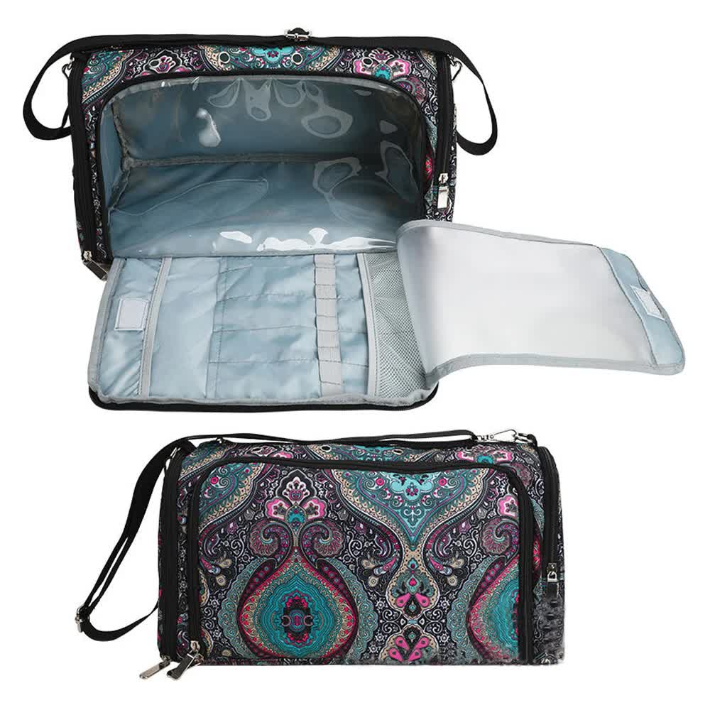 Geometric Patterns Multi-Functional Crochet Hook and Yarn Storage Bag – Convenient Carrying Case for Crochet, Knitting Tools, and Yarn, with Stylish Pattern Design Tools Not Included