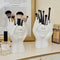2 Pcs White Elegant Hand-Shaped Brush Holder – Creative Makeup Brush Organizer for Vanity and DeskMakeup brush not included