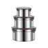 Brown 3-Piece 304 Stainless Steel Food Storage Set with Leak-Proof Lids – Round Design for Fridge and Meal Prep