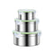 Green 3-Piece 304 Stainless Steel Food Storage Set with Leak-Proof Lids - Round Design for Fridge and Meal Prep