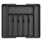 Black Adjustable Polypropylene Kitchen Drawer Organizer – 8 Compartments, Large Capacity, Easy to Clean