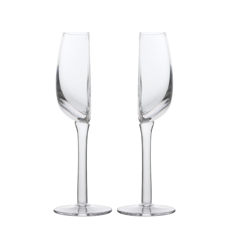 2 Pcs Unique Half-Round Crystal Wine Glass - Elegant Champagne Flute for Red & White Wine