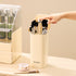 Cream Yellow Automatic Lifting Makeup Brush Holder with 4 Compartments, Large Capacity Cosmetic Brush OrganizerMakeup brushes are shooting props and are not included