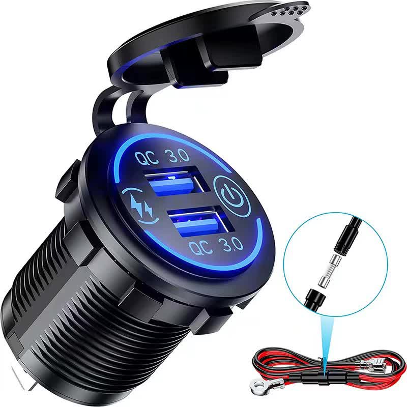 2 PCS 45W Car USB Charger with Dual QC3.0 Fast Charging Ports - 12-24V Vehicle Power Adapter