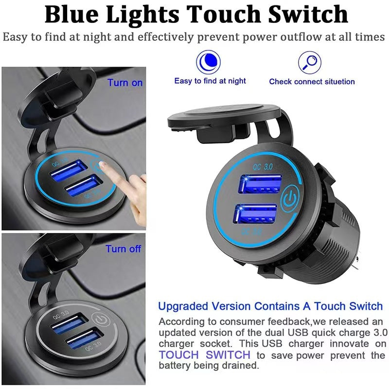 2 PCS 45W Car USB Charger with Dual QC3.0 Fast Charging Ports - 12-24V Vehicle Power Adapter
