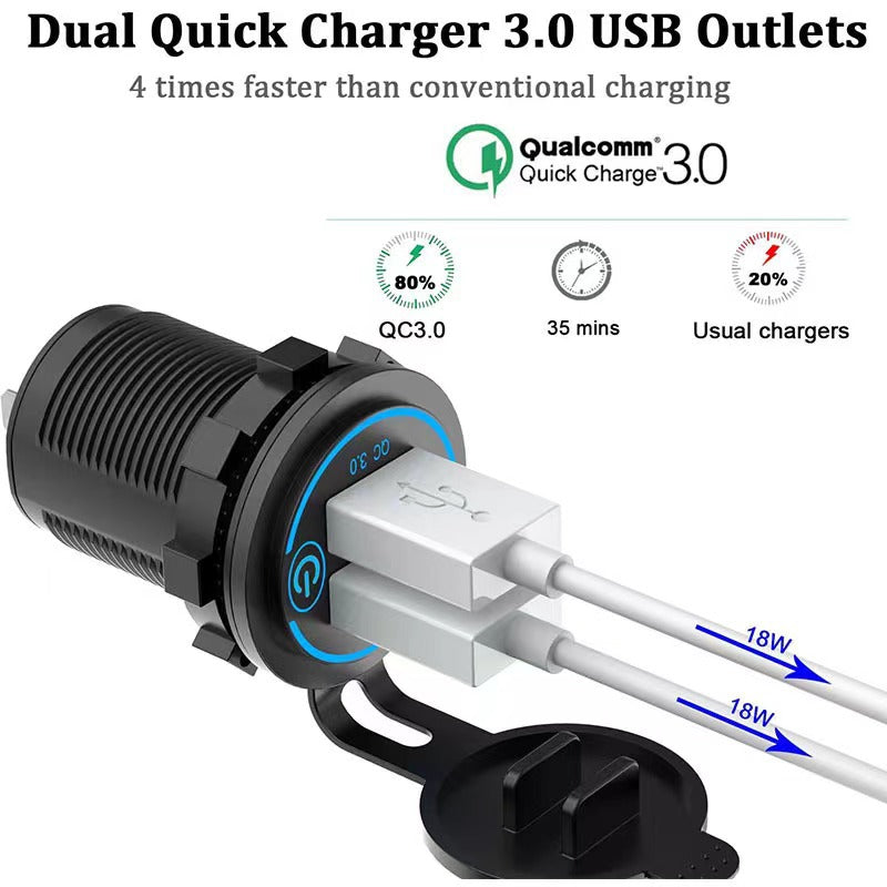 2 PCS 45W Car USB Charger with Dual QC3.0 Fast Charging Ports - 12-24V Vehicle Power Adapter