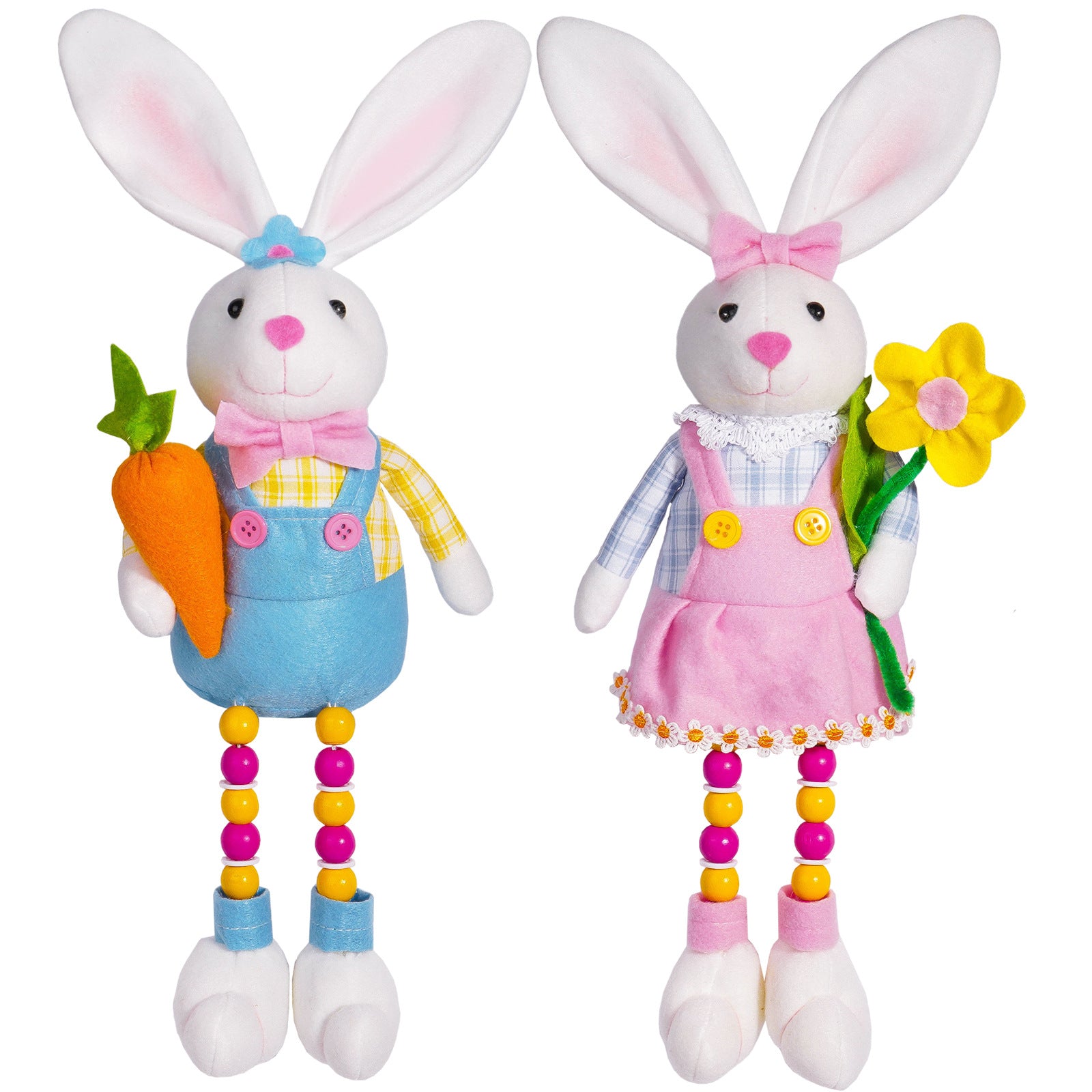 Adorable Easter Bunny Plush Dolls - Set of 2