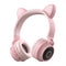 Adorable Cat Ear Wireless Headphones - Bluetooth 5.0, Foldable Design, Glowing RGB LED Lights - Cute Pink  Headset