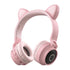 Adorable Cat Ear Wireless Headphones - Bluetooth 5.0, Foldable Design, Glowing RGB LED Lights - Cute Pink  Headset