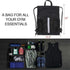 Blue Multi-Pocket Drawstring Backpack Gym Bag with Zipper Compartments, Bottle Holders & Reflective Strip