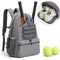 Grey Lightweight Water Resistant Tennis Backpack - Multi-Pocket Sports Bag for Rackets, Balls & Gear