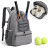 Grey Lightweight Water Resistant Tennis Backpack - Multi-Pocket Sports Bag for Rackets, Balls & Gear