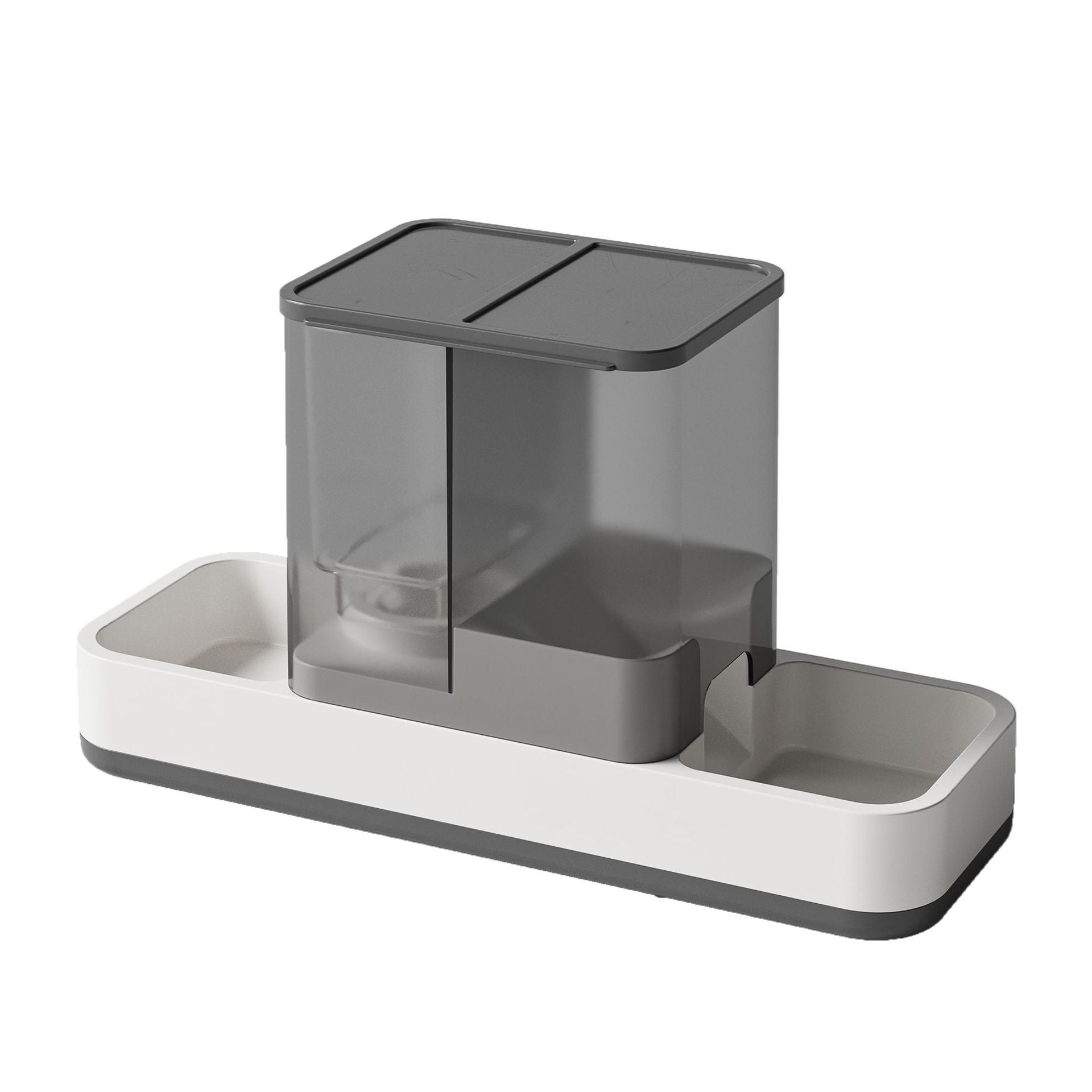 Grey 2-in-1 Automatic Pet Water and Food Dispenser - Gravity Feeder for Cats and Dogs