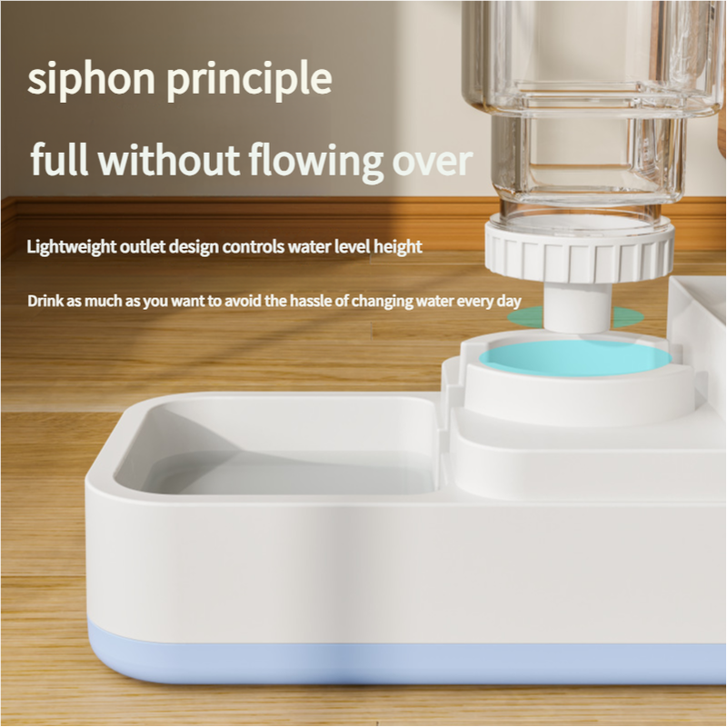 Grey 2-in-1 Automatic Pet Water and Food Dispenser - Gravity Feeder for Cats and Dogs